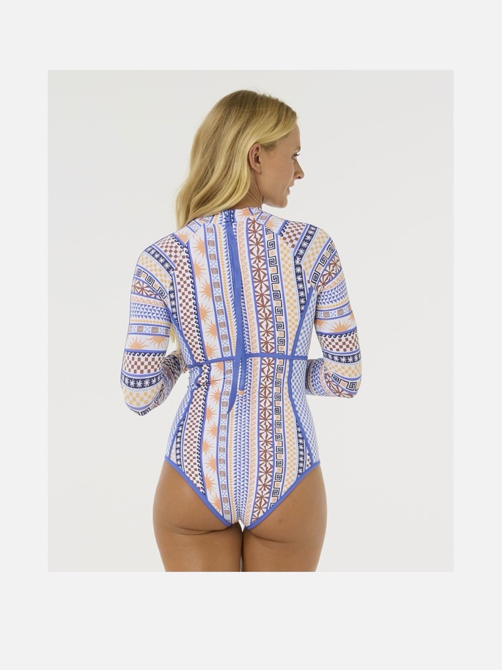 Rip Curl Blue and White Long-Sleeve One-Piece Swimsuit - Picture 2 of 8